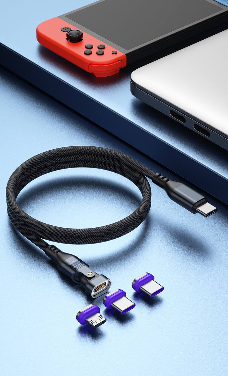 Magnetisches Schnelllade-Datenkabel 240W mit doppelter Typ-C-Schnittstelle PD-Schnellladekabel, kompatibel mit Android-, Apple- und Huawei-Mobiltelefonen