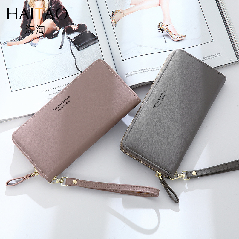 Nueva Cartera de mujeres largo 2024 primavera moneda monedero Cadena de color sólido cadena transfronteriza cremallera embrague al por mayor
