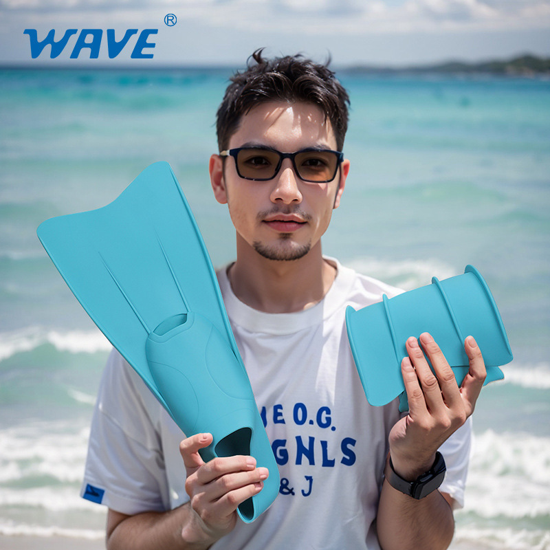 WAVE跨境一体户外专业TPR游泳浮潜蛙鞋橡胶潜水训练脚蹼|undefined