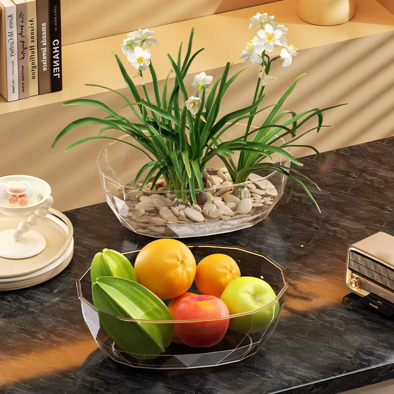 花店水培植物花盆 桌面办公室水仙花铜钱草睡莲耐摔椭圆设计花瓶