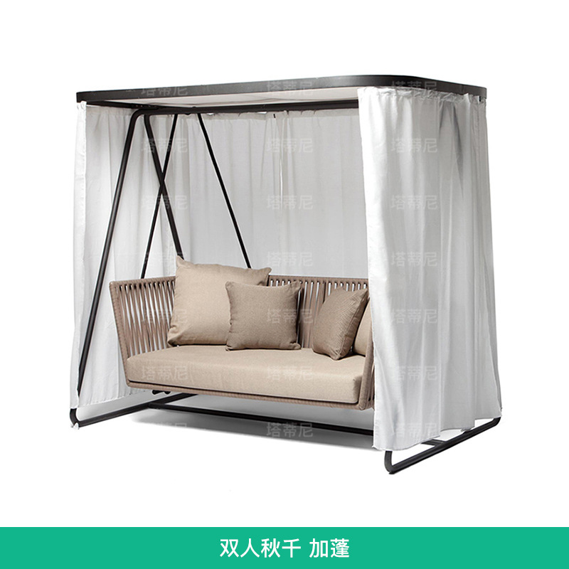 Swing al aire libre patio al aire libre balcón impermeable muebles de ocio cuerdas de cabina colgantes de caña sillas de caña image 13
