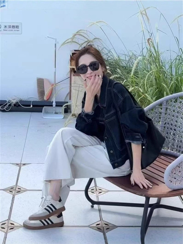 春秋新款深蓝色短款牛仔外套女韩版休闲口袋设计感工装风显瘦上衣|undefined