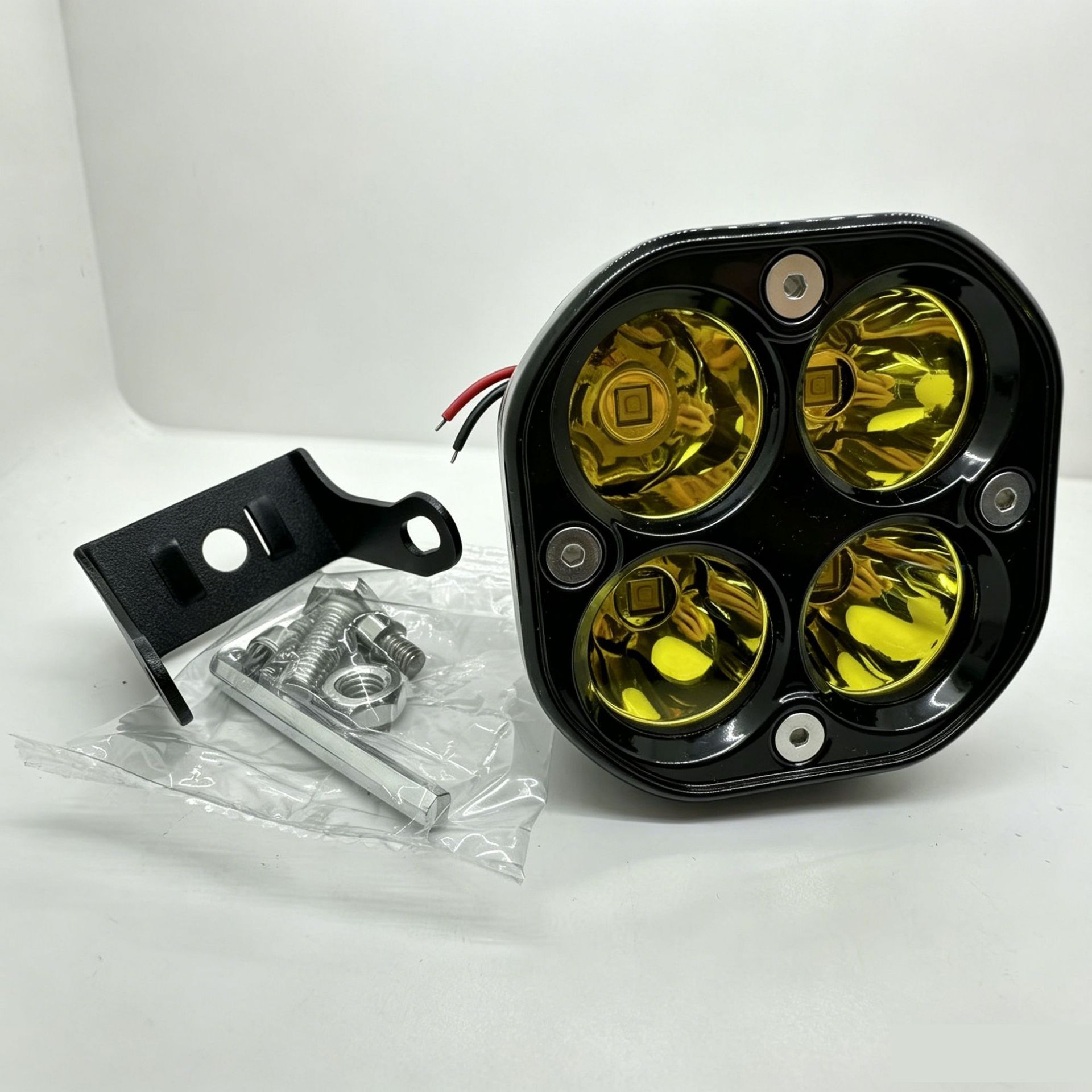 Cross-Border Exclusive Supply 3Inch Four-Leaf Clover Motorcycle Spotlight 40W Off-Road Vehicle Small Square Light Car Modification Headlight