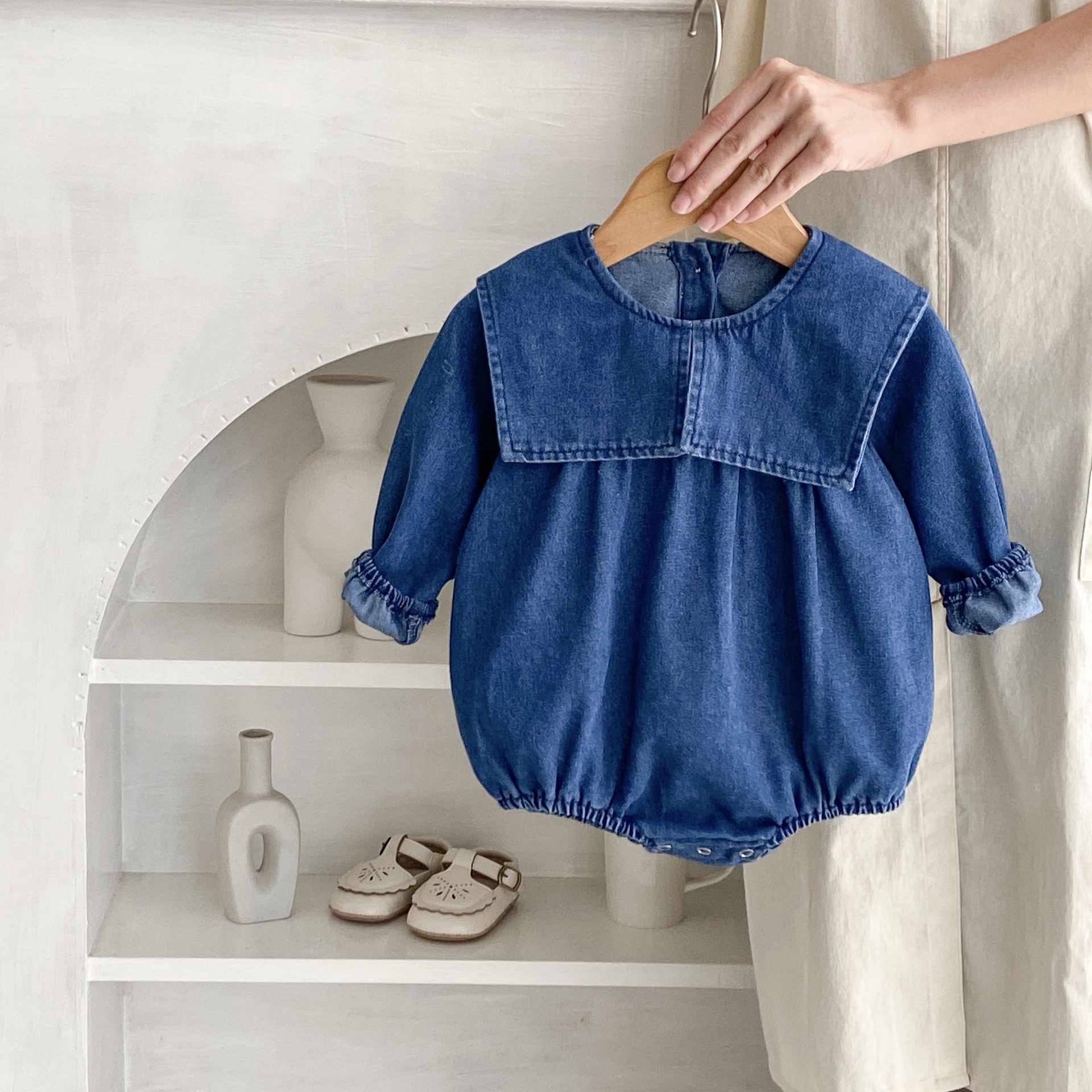 Jesenske kavbojke za dojenčke Ins2024, sestre, ljubke, nosijo velike reverje in krilo_voghion.com