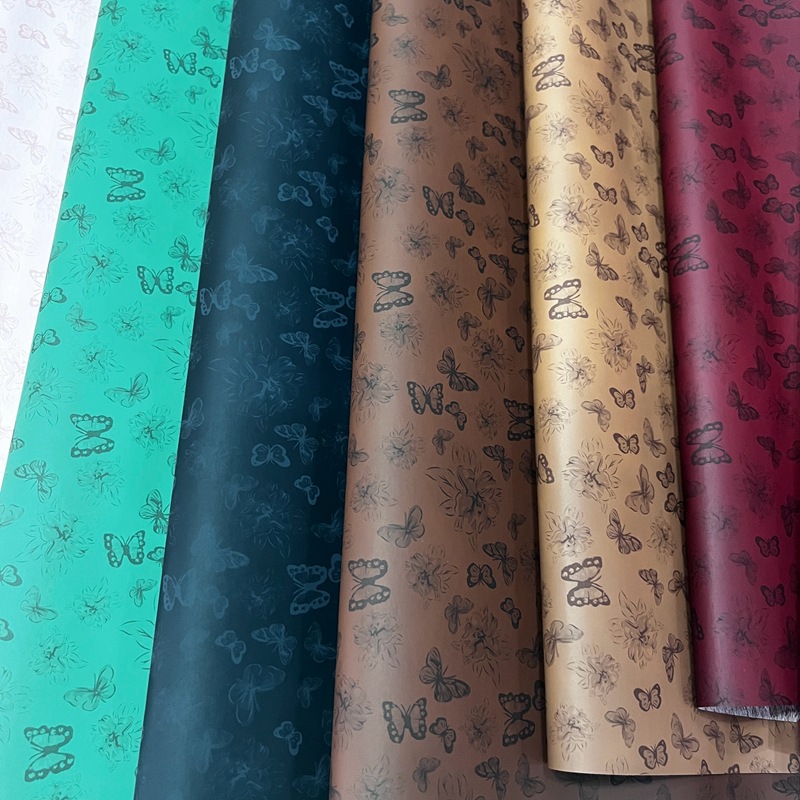 蝴蝶枫叶水刺底PVC皮革包装盒子箱子眼镜盒中国风复古风面料