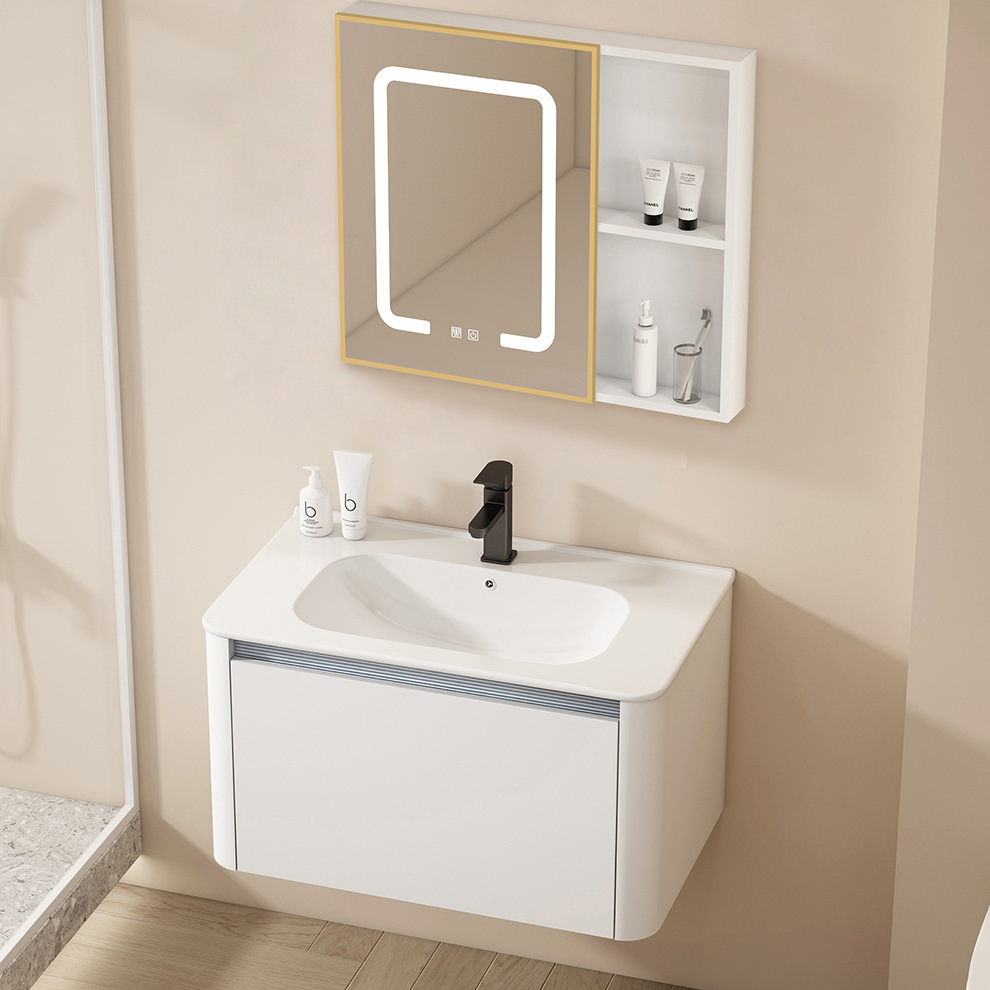 Leche blanca abeja de aluminio espacio cajón de aluminio gabinete de baño lavabo lavabo integrado lavabo