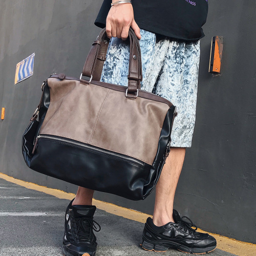 Wholesale new large-capacity handbag, fashionable and simple crossbody bag, travel shoulder bag, color matching men's bag, large bag trend