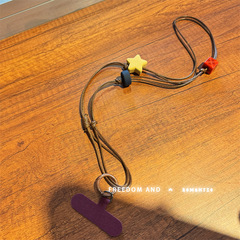 復古小星星編織繩新款高級鎖骨鏈防丟耳機包掛繩手機掛脖鏈條