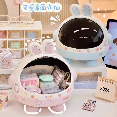 Children's Hair Accessories Storage Box Cartoon Cute Large Capacity with Lid Dustproof Rubber Band Hair Hoop Desktop Finishing Box