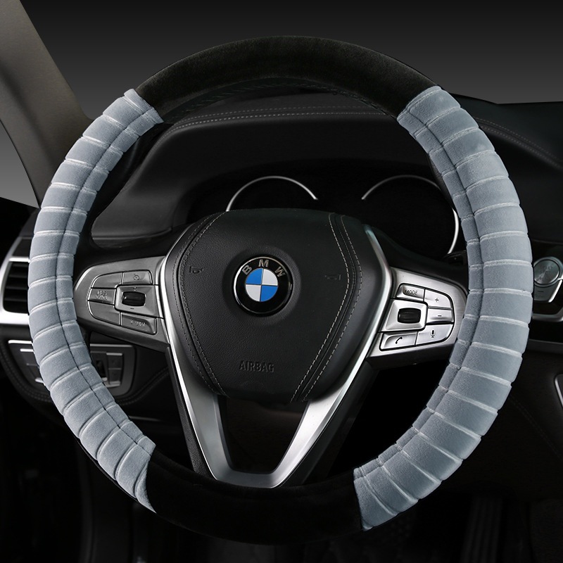 加工定制不掉毛汽车毛绒方向盘套冬季保暖防滑无异味通用汽车把套