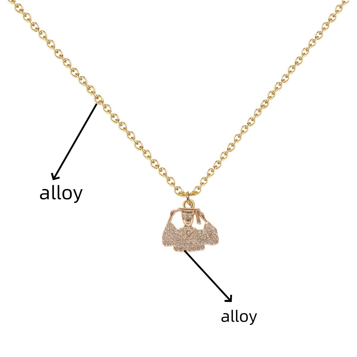 14g Weight Alloy Pendant Material Pendant Necklace Classification Alloy Chain Material cable chain Chain Type 1 Piece Quantity School, Graduation Occasion Alloy Material Doctoral cap, Student Clothes Pattern All Seasons Season Women's Gender Enamel, Plating Design Modern Style Style Modern Style Doctoral Cap Student Clothes Alloy Cable Chain Pendant Necklaces Wholesale 13
