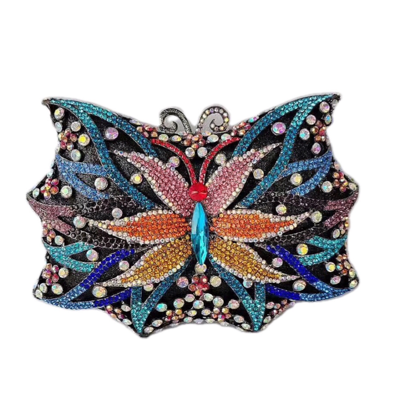 * Nuevo paquete de diamantes de mariposa transfronteriza bolso de diamantes de banquete europeo y americano bolso de mano Butterfly Purse Bag