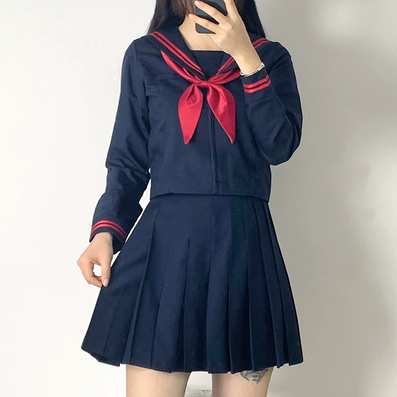 Японский православный Красный Костюм морячки в двух экземплярах Униформа костюм Классовый костюм Костюм для выступлений Плиссированная юбка Студенческий костюм