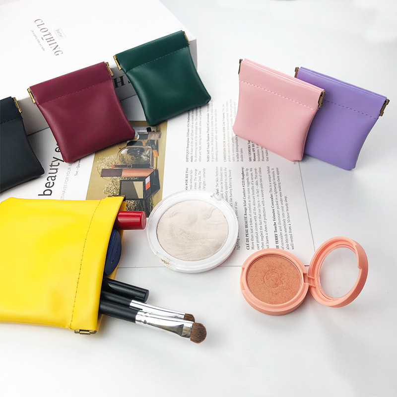 Venta al por mayor de cuero servilleta sanitaria lápiz labial bolsa de almacenamiento de metralla bolsa de almacenamiento mini ins estilo pu cuero pequeño monedero