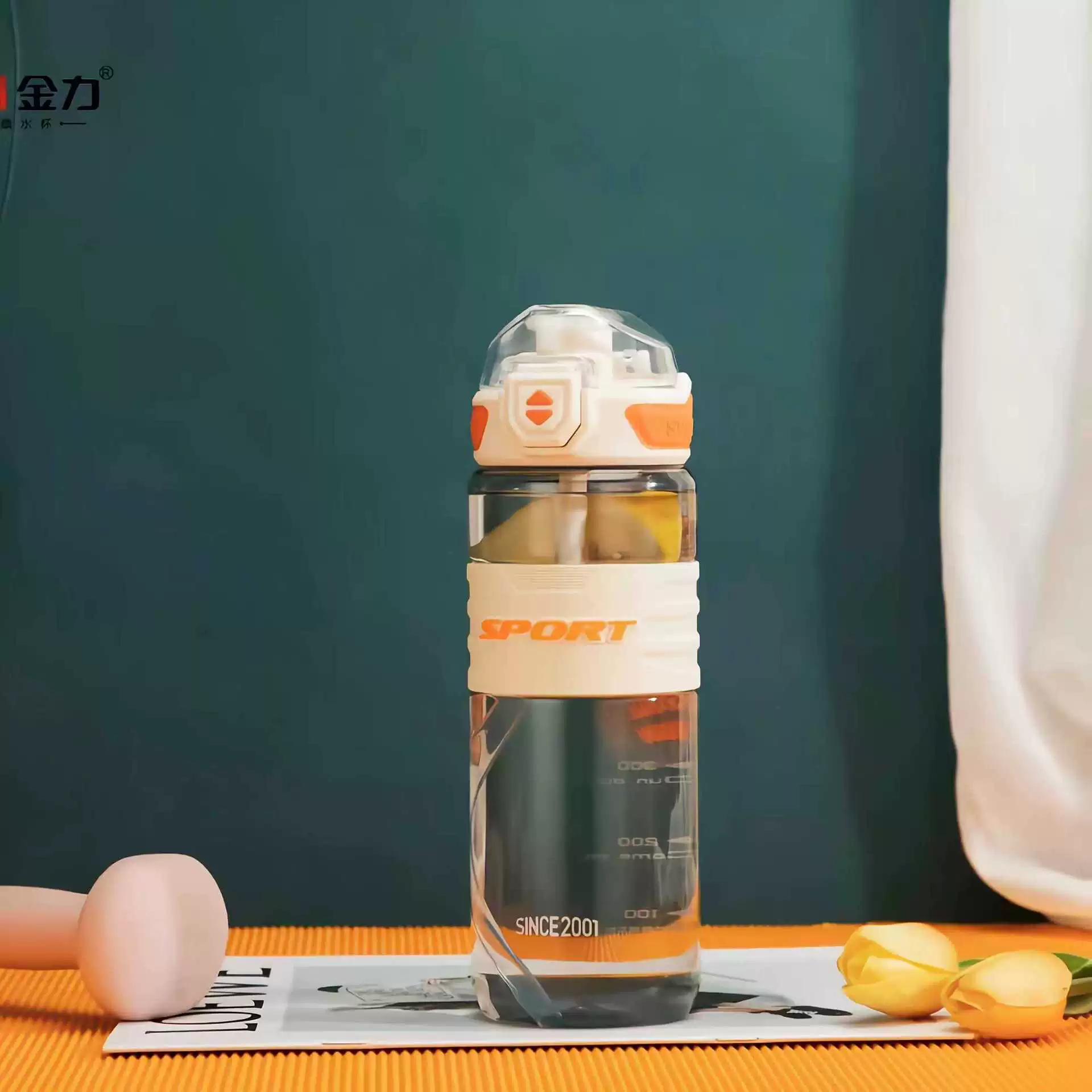Summer handheld straw for water with glass for gym for elementary school students, capacious teapot, fall protection