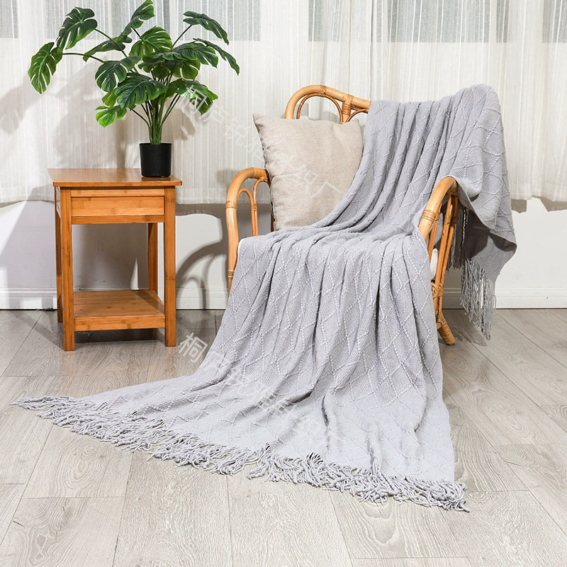 Knitted Throw Blanket, Universal Sofa & Bed, Tassel Edge, Multi-Size/Color Options