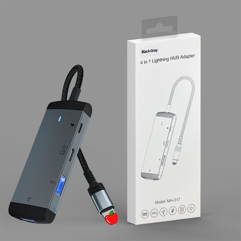 New for Lightning mobile ipad to USB3.0 docking station charging audio four-in-one expansion dock