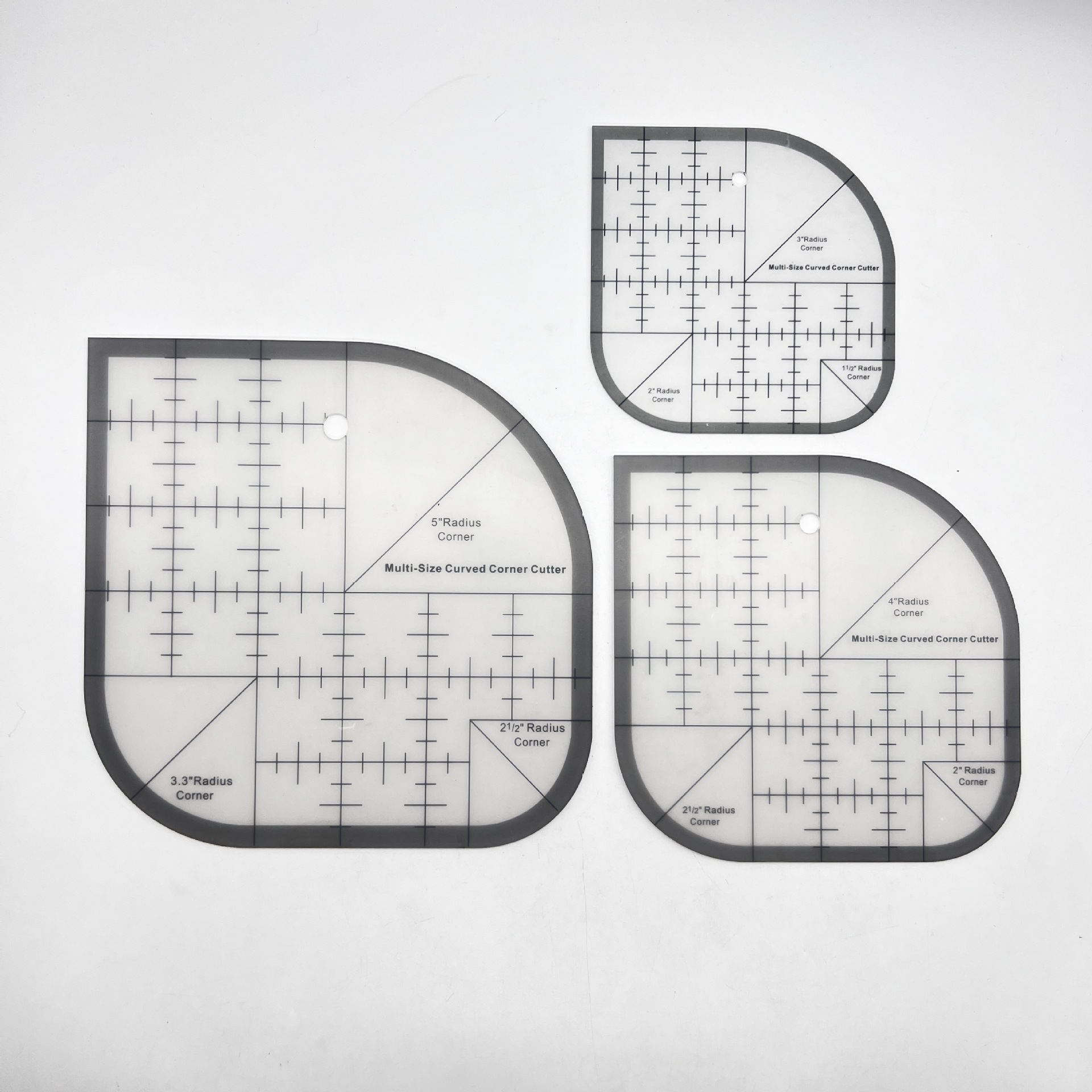 Diseño de prendas de vestir acrílico 90 ° regla de costura de tela de corte de tela doble regla de patrón de tela de corte