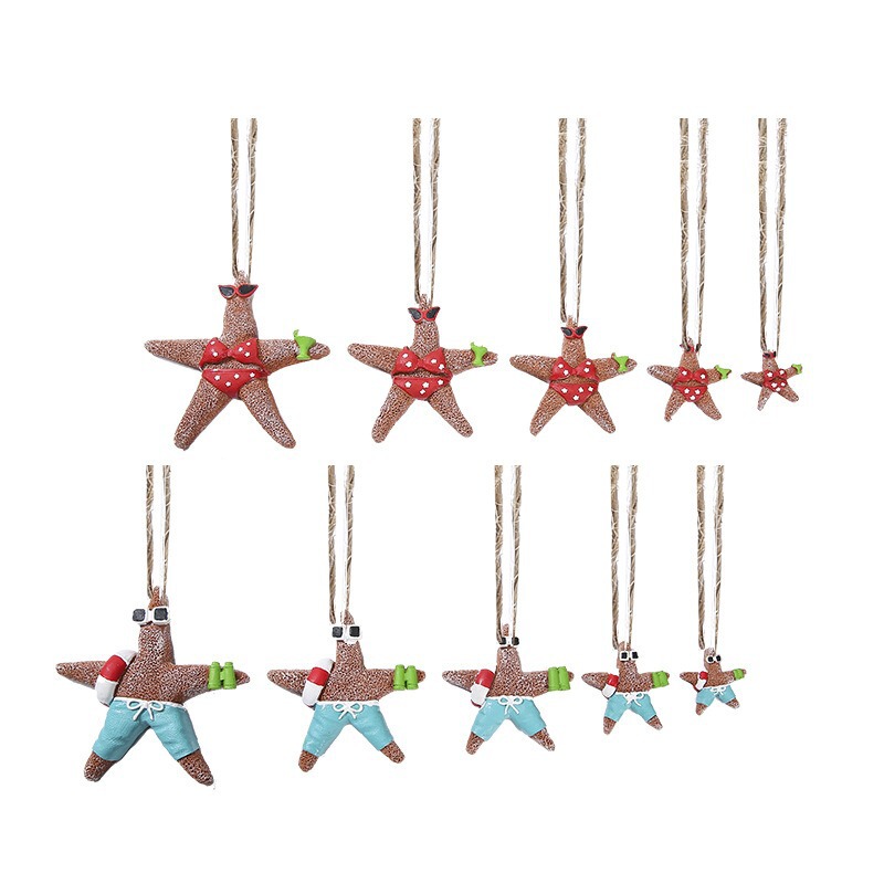 Resin Bikini Starfish Pendant, Ocean-Themed Cartoon Design, Multi-Size Beach-Themed Decorative Hanging Ornament