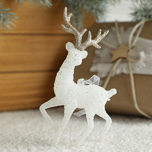 New Christmas Reindeer Ornament, Christmas American Snow Deer Plastic Hooked Ornament, Plush Atmosphere Decoration for Decoration