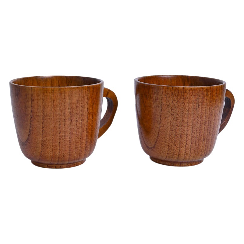 Suministro directo de fábrica Taza de café creativa de madera Taza retro de madera maciza Taza de mango antiescaldado Gran cantidad