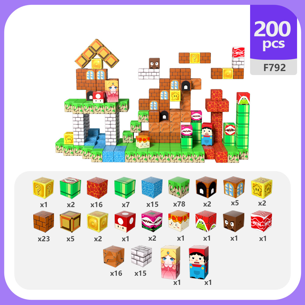 Transfronterizo Mali Magnetic Cuadrado Niños Magnetic Bloqueo Puzzle Juguetes de ensamblaje Magnetic Bloqueo