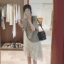 气质短袖碎花宽松半身裙