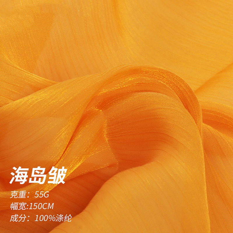 Silver Silk Chiffon Wrinkled Polyester Woven Fabric Fashion Lolita Shiny Silk Hanfu Dress Full Polyester Crepe High Thread Count High Density