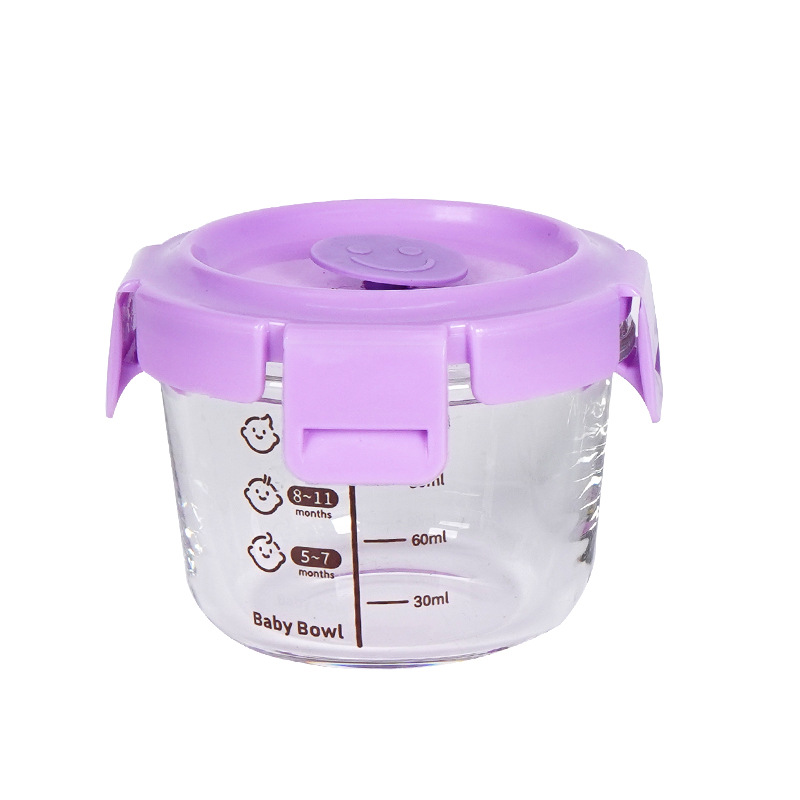 Caja de alimentos con bajo contenido de boro para almacenar vidrio para bebés, tazón de alimentos para bebés al vapor, tazón de huevos al vapor, caja de alimentos con vidrio, frasco sellado