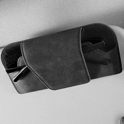 Glasses Case Sun Visor Glasses Holder Car Driver's Sunglasses Holder Sunglasses Storage Box Glasses Frame Cross-Border Hot Sale (Car Glasses Clip/Bill Clip) - black-flat-glasses-frame