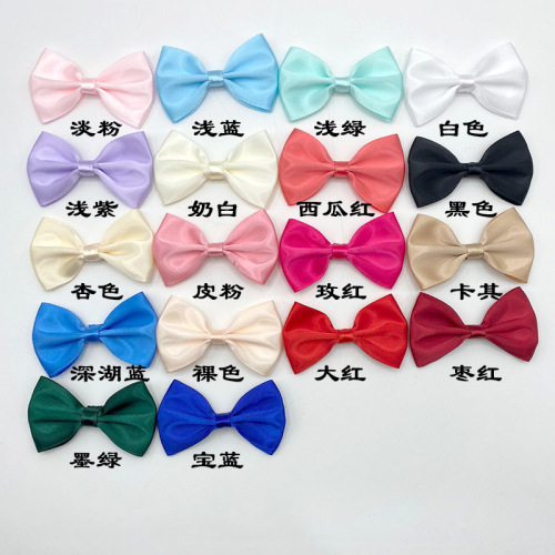 4x6 cm polyester ribbon with bow semi-finished accessory, waist-belt style single-line glossy solid color bow