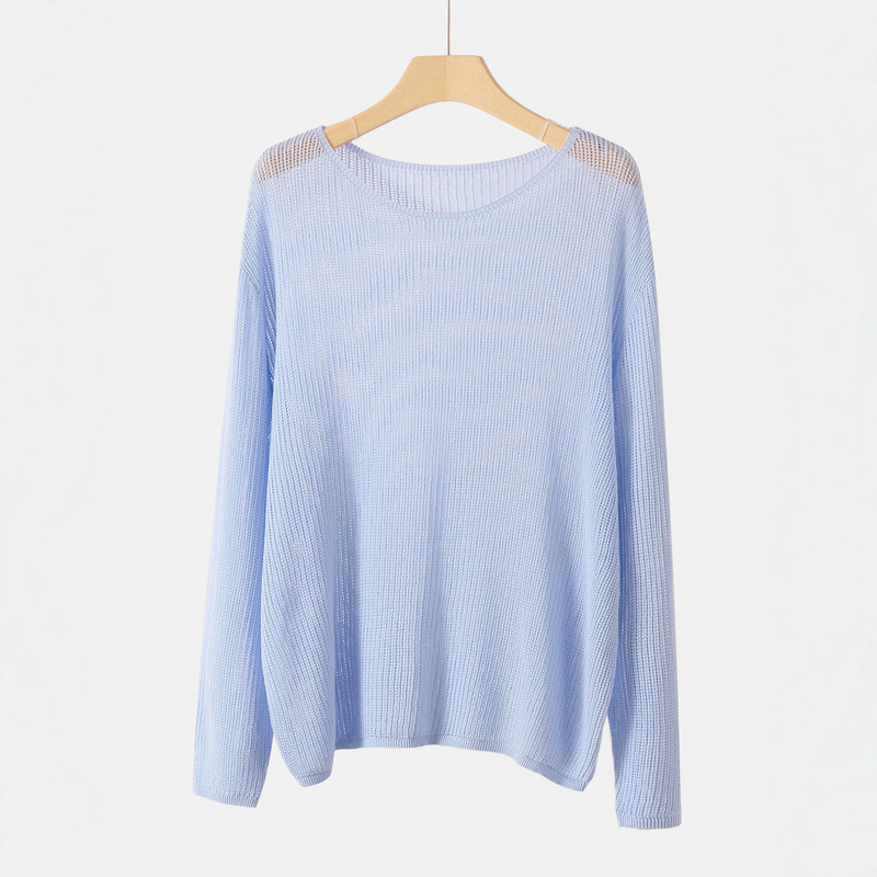 26 Summer New Korean Style Off-Shoulder Hollow-Out Thick Knit Tencel Lyocell Linen Breathable Sunscreen Long-Sleeve Knitted Cardigan 26 Summer New Korean Style Off-Shoulder Hollow-Out Thick Knit Tencel Lyocell Linen Breathable Sunscreen Long-Sleeve Knitted Cardigan
