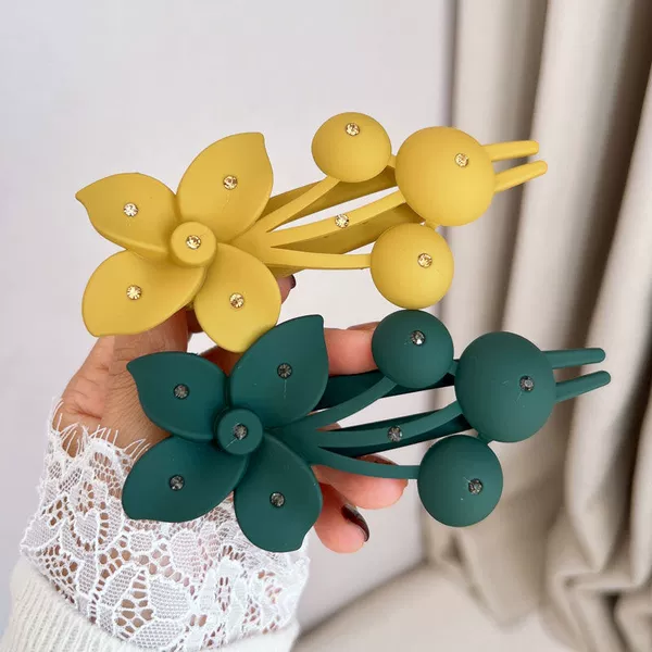 Bauhinia Clip-dark green + mustard yellow