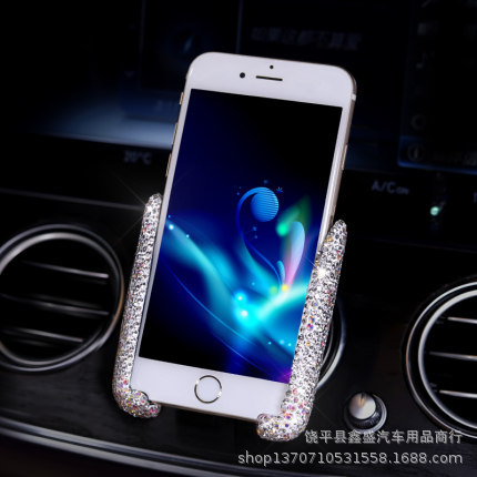 Soporte para teléfono de coche con diamantes, soporte para navegación de coche, soporte con clip para ventilación de aire, soporte para teléfono de coche con ventosa para mujer image 6