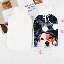 注水热水袋兔毛布套天然橡胶加长热敷暖被窝