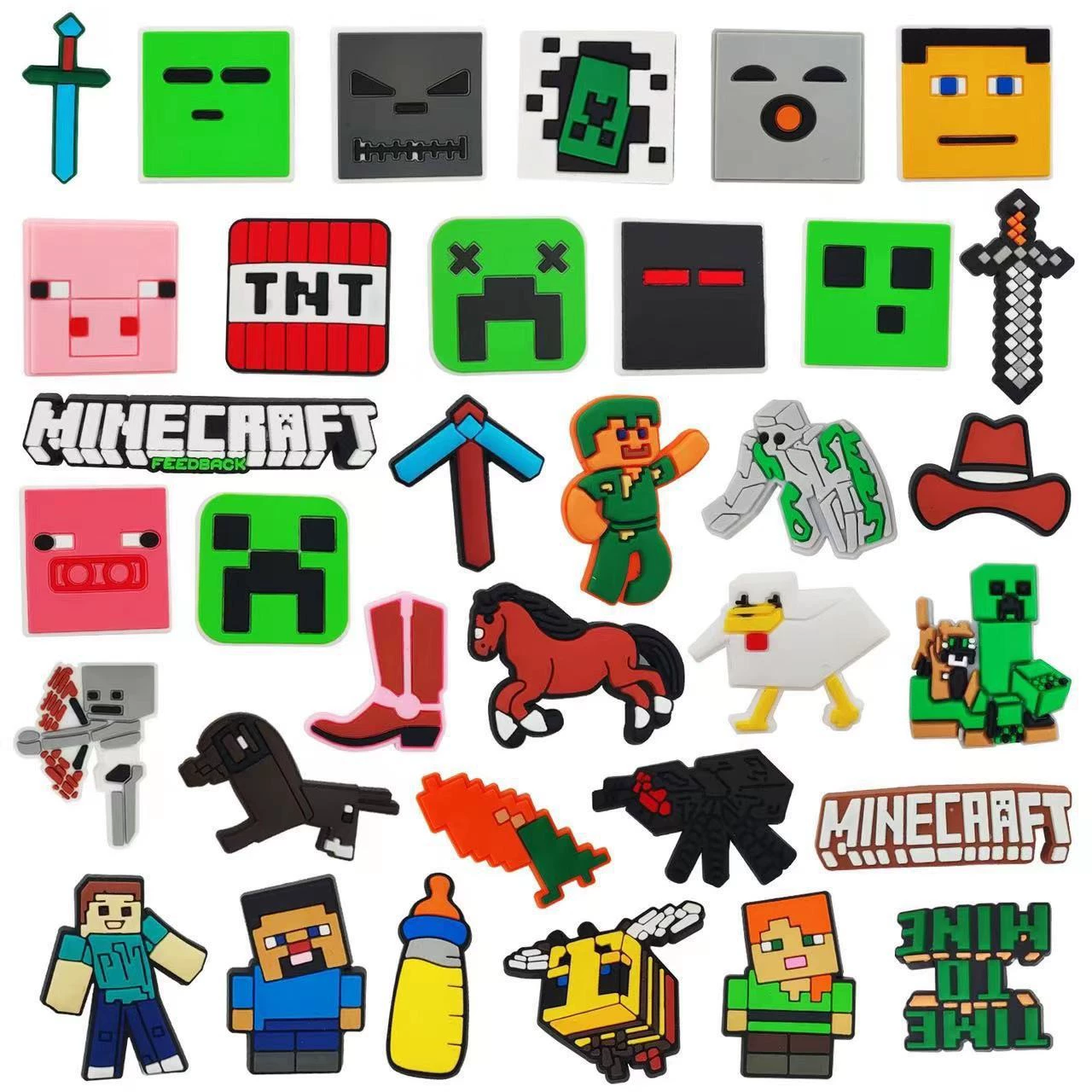 Кросс‑бордерная серия Minecraft Crocs Shoe Flower Shoe Buckle Removable Croc Shoe Flower Shoe Decorative Buckle Accessories DIY