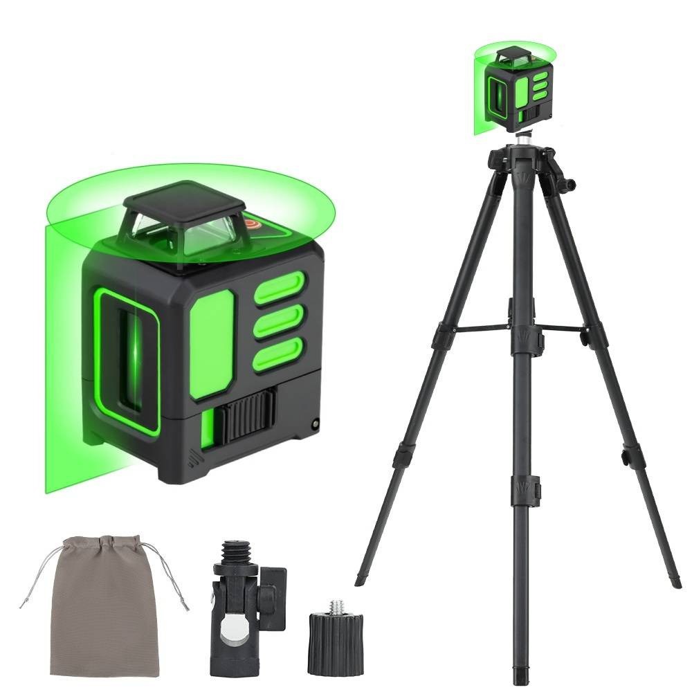 Nivel Láser de Dos Líneas Transfronterizo, Medidor de Nivel de Luz Potente, Nivel Láser de Autonivelación Específico para Exteriores.