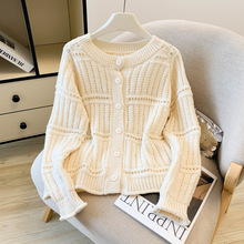 实拍 大货 2025秋装新款洋气设计感宽松镂空外穿开衫针织衫毛衣女