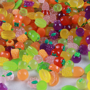 Simulation Luminous Fruit Resin Accessories Blind Bag Cross-border Explosions Refrigerator Stickers Cartoon Handmade Food Play Luminous Small Ornaments