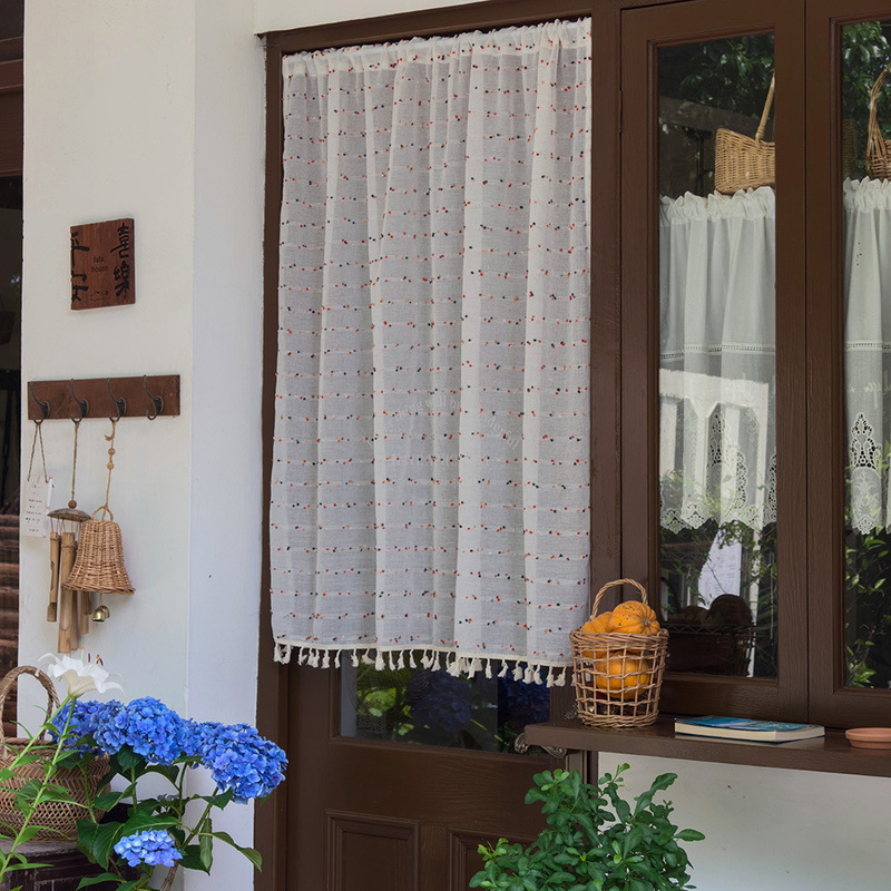 French-Style Atmosphere Door Curtain, Sheer Curtain, Cotton and Linen Style Short Curtain, Sunshade Bay Window Partition Door Curtain, No Drilling Required French-Style Atmosphere Door Curtain, Sheer Curtain, Cotton and Linen Style Short Curtain, Sunshade Bay Window Partition Door Curtain, No Drilling Required