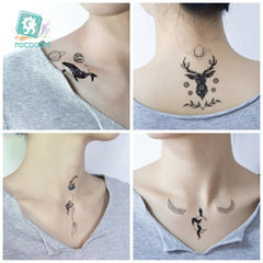 New Recarong Cross-border Supply Waterproof Fresh Small Cute Cartoon Animal Temporary Tattoo Sticker Black and White Simple Design