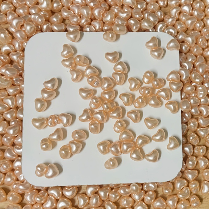 6mm 입체 모조 진주 하트-샴페인