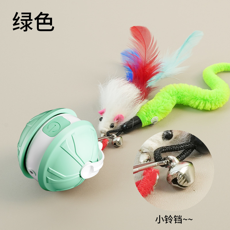 国境を越えた新しい本物の毛皮の自動猫おもちゃボールインテリジェント電気レーザー猫おもちゃインタラクティブ猫おもちゃボール|undefined