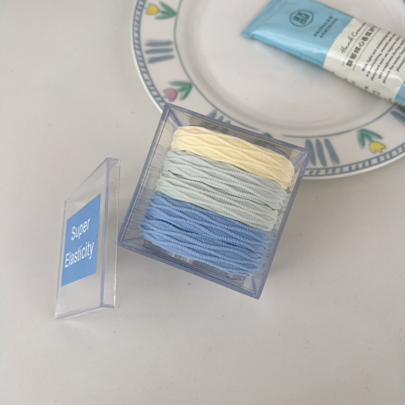 Azul marino ~ glutinoso suave no daña cabello cuerda de cabello alta elástica y duradera sin costura atada alta cola de cabello atar banda de goma de cabello