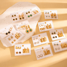 不锈钢耳环蝴蝶小耳钉钛钢圆圈耳环金色耳饰小众高级感耳坠耳圈女