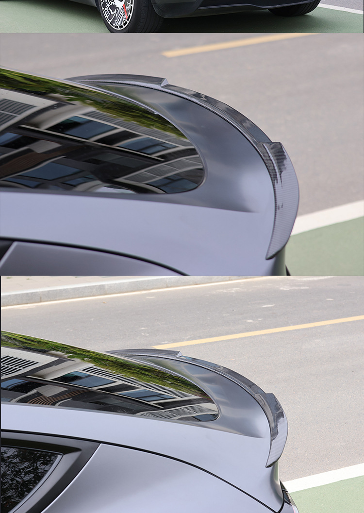 Suitable for Tesla model y real carbon fiber tail without drilling modification fixed wind wing blade pressure tail