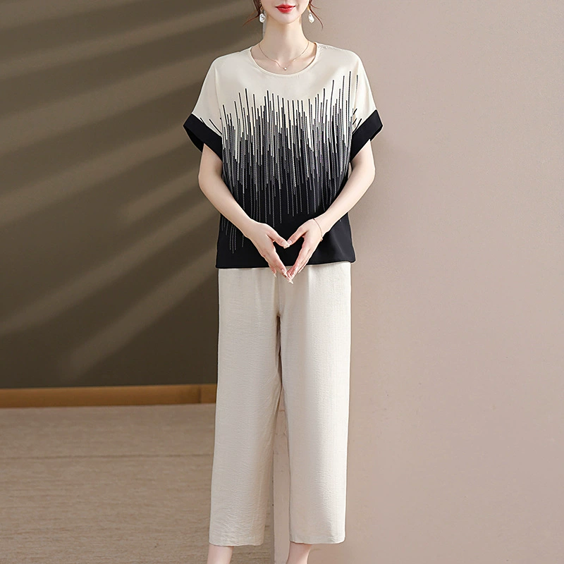 Средний возраст мама летний костюм 2025 новый иностранный стиль