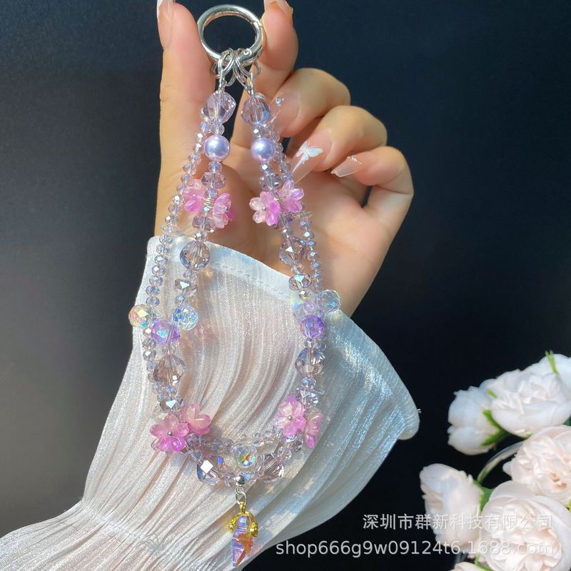 双链水晶花束五角星吊坠手机挂链包包钥匙扣短款手腕挂绳女款外贸|undefined
