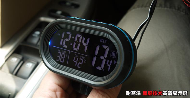Creative Car Clock Car Thermometer Voltmeter Car Interior and Exterior Temperature Detection Car Digital Watch Luminous