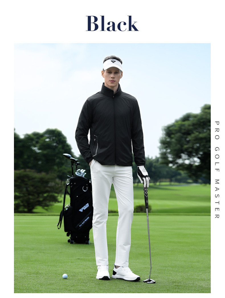 Áo chống nắng golf nam cổ đứng nhẹ chống mưa, tay dài khóa kéo — Áo khoác đen [mũ trùm đầu ẩn/chống nắng và mưa/vòng găng tay ở mặt sau] YF818 chi tiết 9